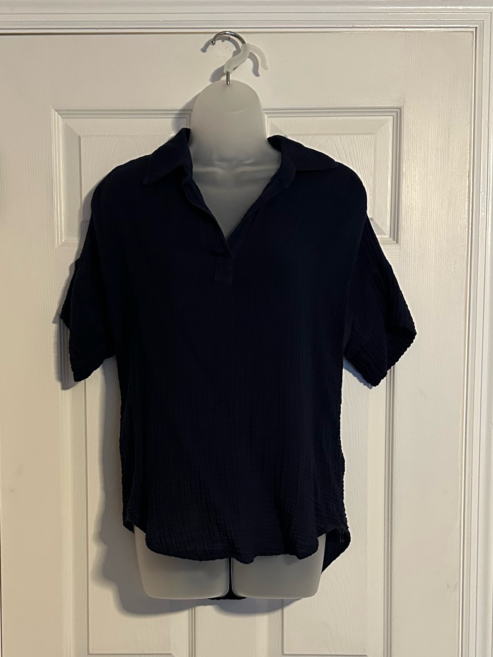 Michael Stars Navy Short-Sleeve Gauze Top